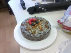 June 2012: Bright field image of the magnetic carrot cake synthesized for Teran's Birthday celebration